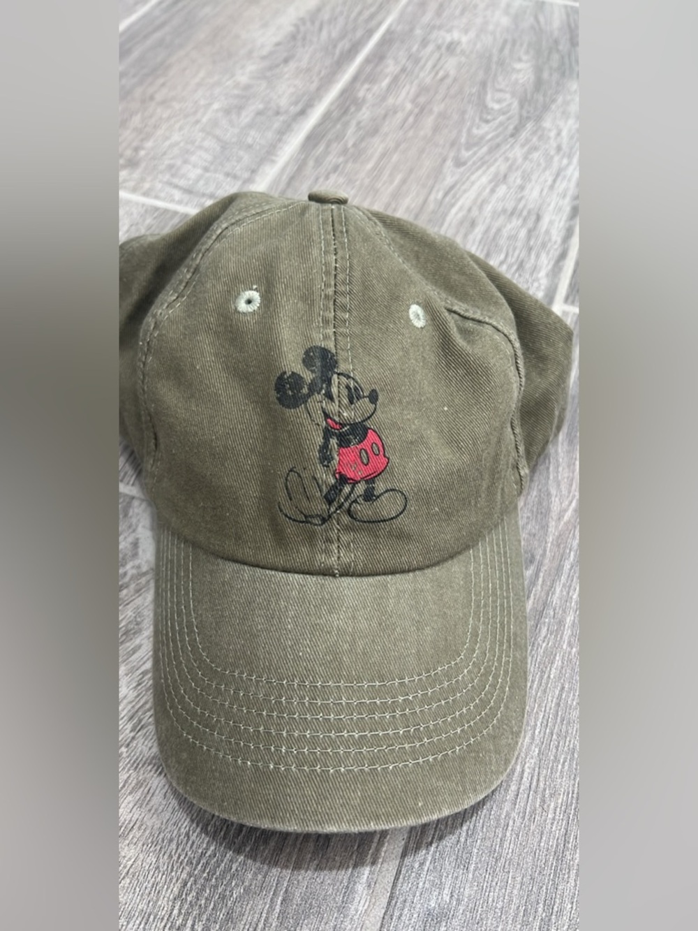 Disney World Hat -  Olive Green Baseball Cap with Mouse Character Print